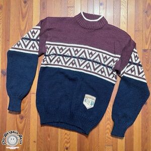 Vintage McGregor Alpine Ski Sweater Geometric Knit Late 80s 90s Small (1987–92)